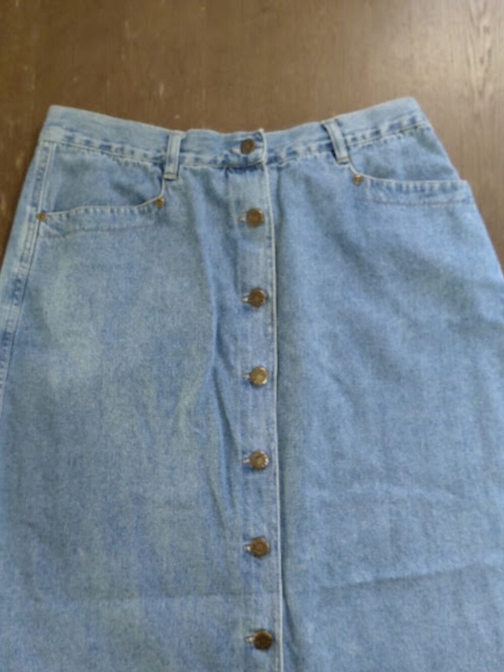 Vintage 90's Y2K Baccini Blue Denim Button-Front Maxi Jean Skirt Size 14 - Picture 2 of 6